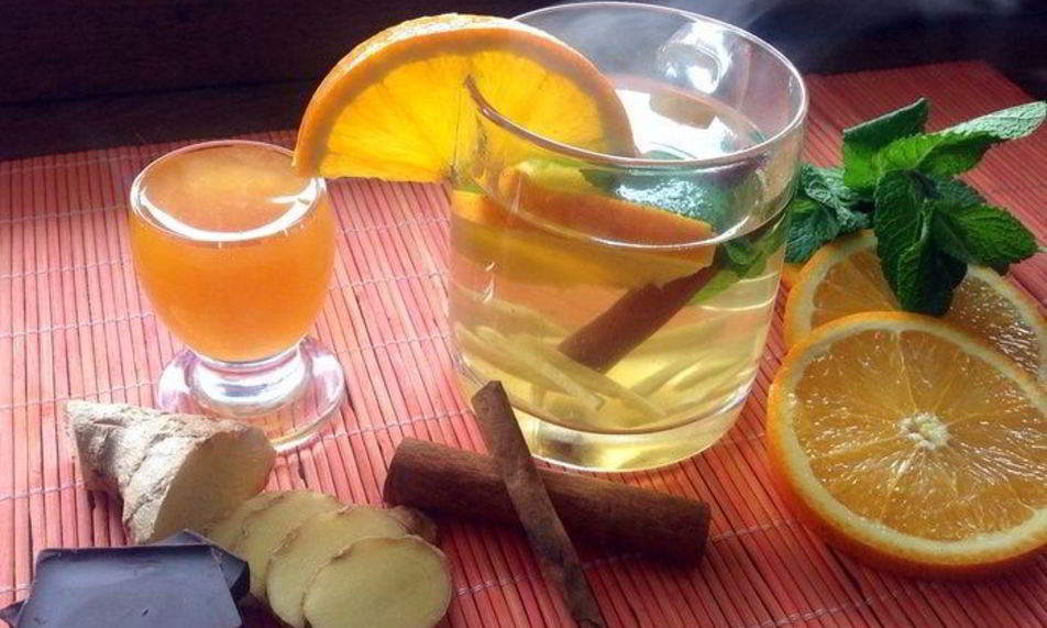 Рецепт чай с имбирем, апельсином, мятой, медом и корицей