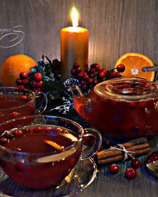 Клюквенный чай с апельсином