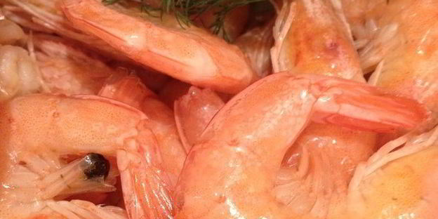 коктейль из креветок, овощей и сыра с голубой плесенью