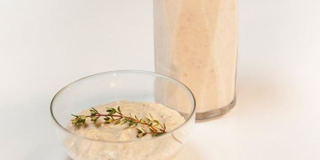 ризотто из овсянки с грибами и овсяный смузи с грушей