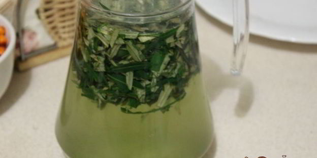 витаминный напиток из листьев облепихи с медом и мятой