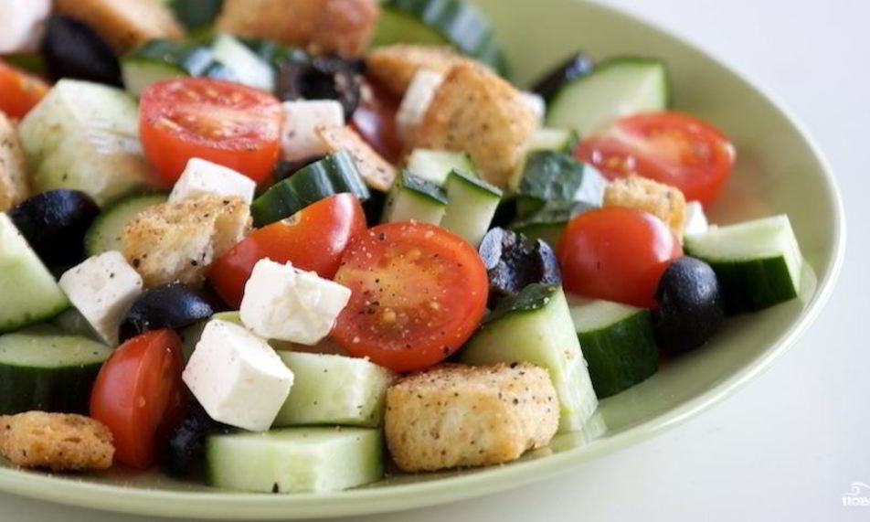 Рецепт греческого салата с сухариками