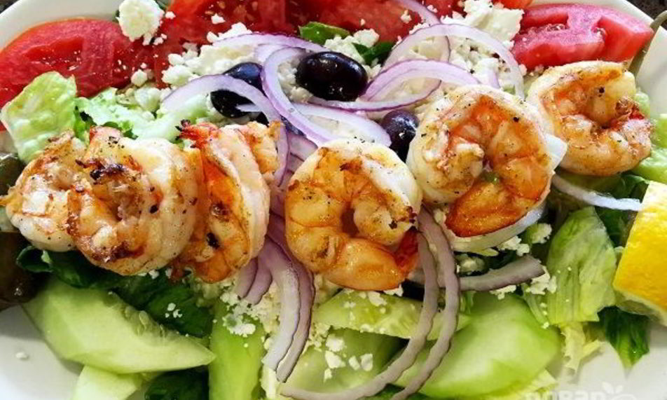 Рецепт салата греческого с креветками