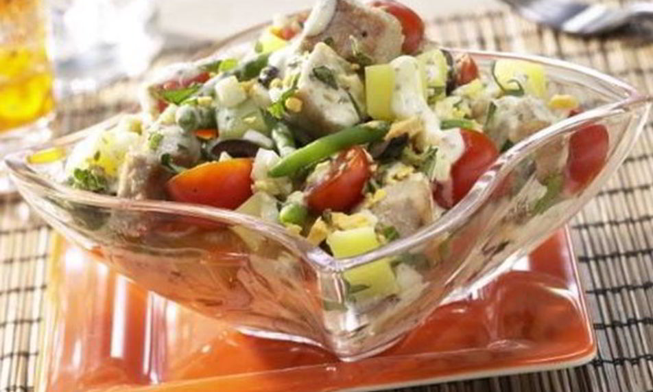 Рецепт картофельно-фасолевого салат с тунцом