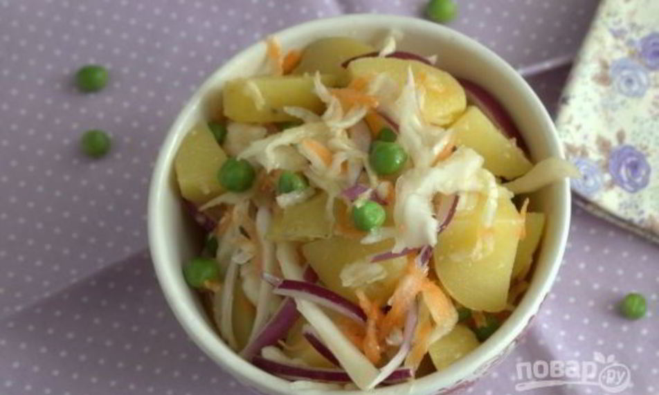 Рецепт картофельного салата с квашеной капустой