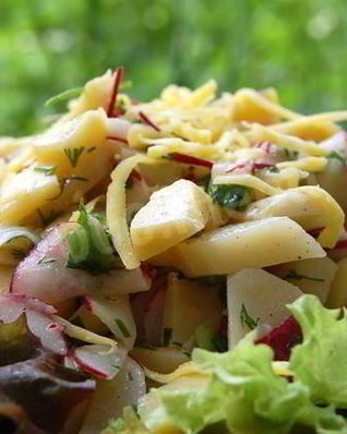 Картофельный салат с редиской и зеленью