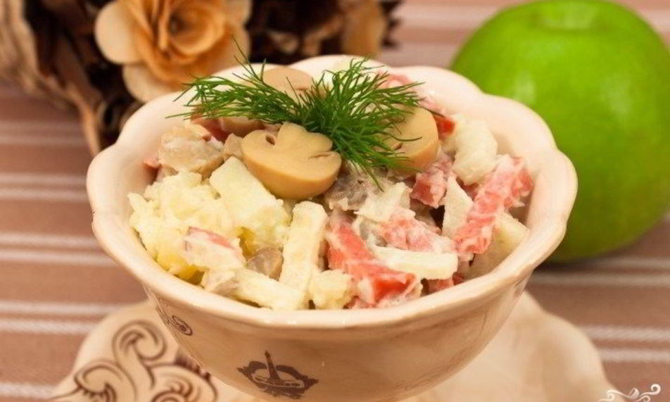 Рецепт салата иза картофели и грибова