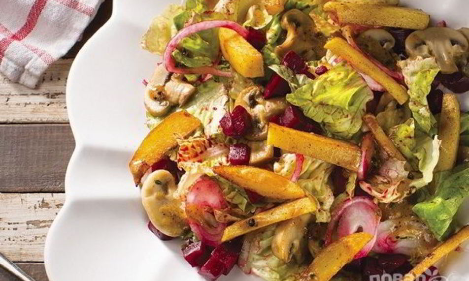 Рецепт салата с картофелем, грибами и свеклой