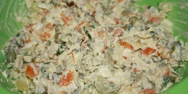 оливье с куриной грудкой