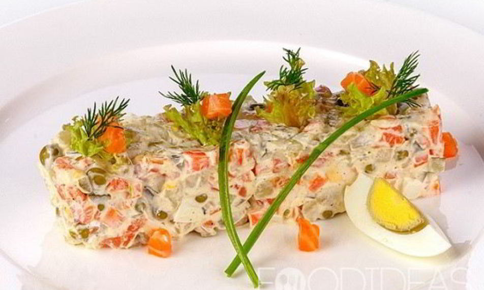 Рецепт оливье с семгой