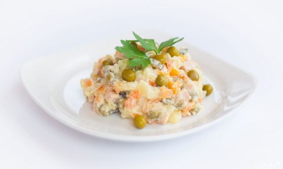 Рецепт оливье со свининой