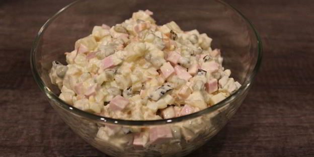 оливье в ветчине