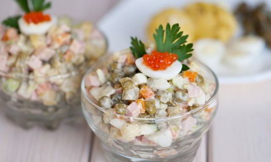 Рецепт салата оливье без картофеля