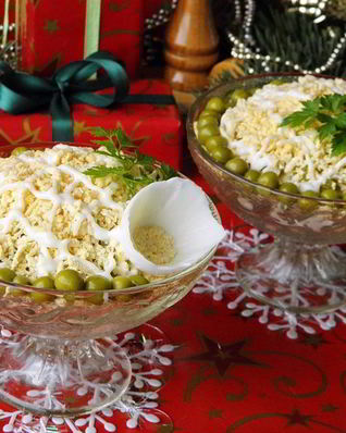 Салат Оливье под шубой