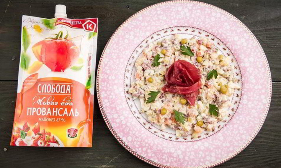 Рецепт салата оливье с копченой говядиной