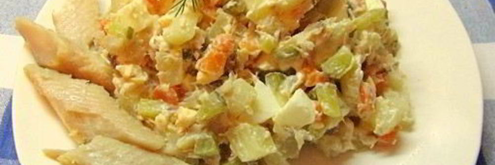 Салат Оливье с рыбой