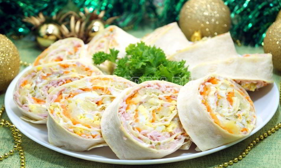 Рецепт закуски оливье-рулет