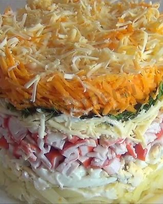 Салат Бархатный с крабовыми палочками