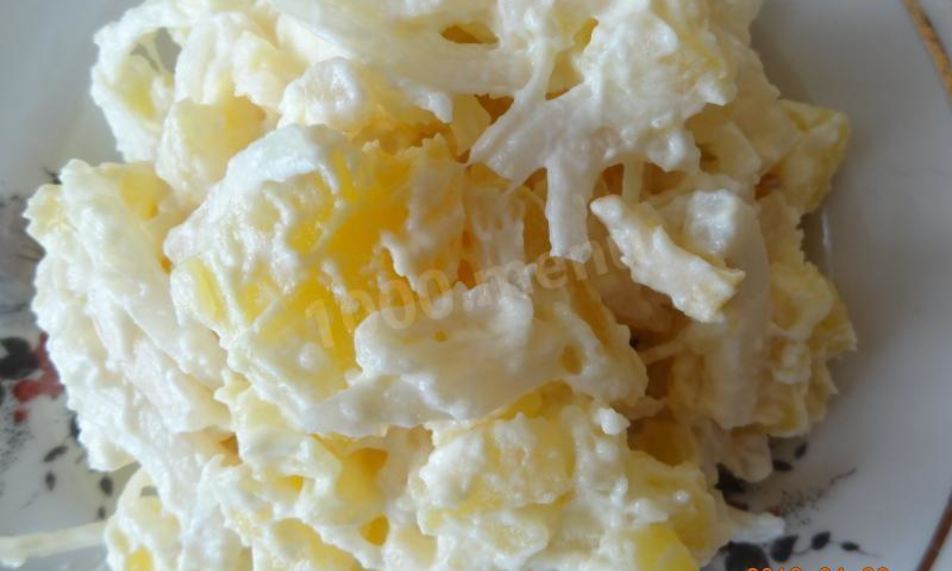 Рецепт салата из кальмаров постный