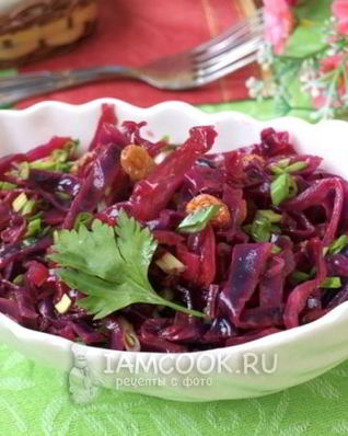 Салат из краснокочанной капусты с гранатовым соусом