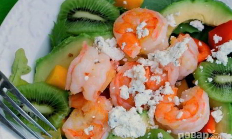 Рецепт салата из креветок с ананасами