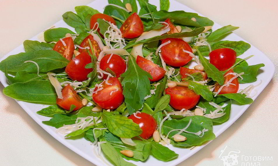 Рецепт салата из руколы с помидорами черри