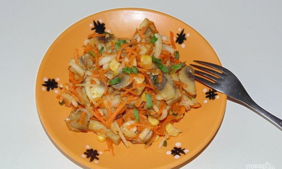 Рецепт салата из шампиньонов маринованных