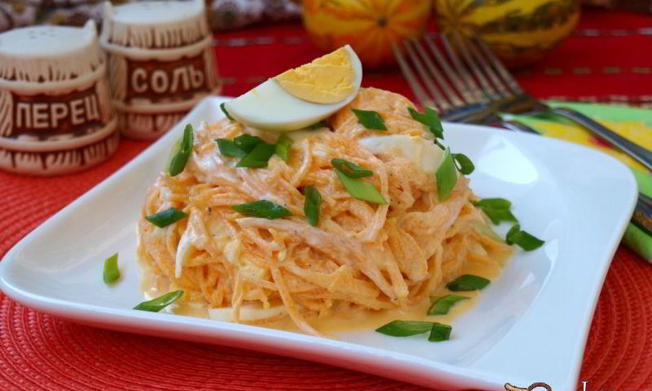 Рецепт салата из тыквы с яйцом