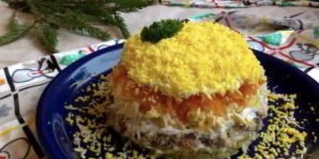 мимоза с картошкой