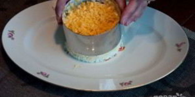 мимоза с крабовыми палочками и яблоком