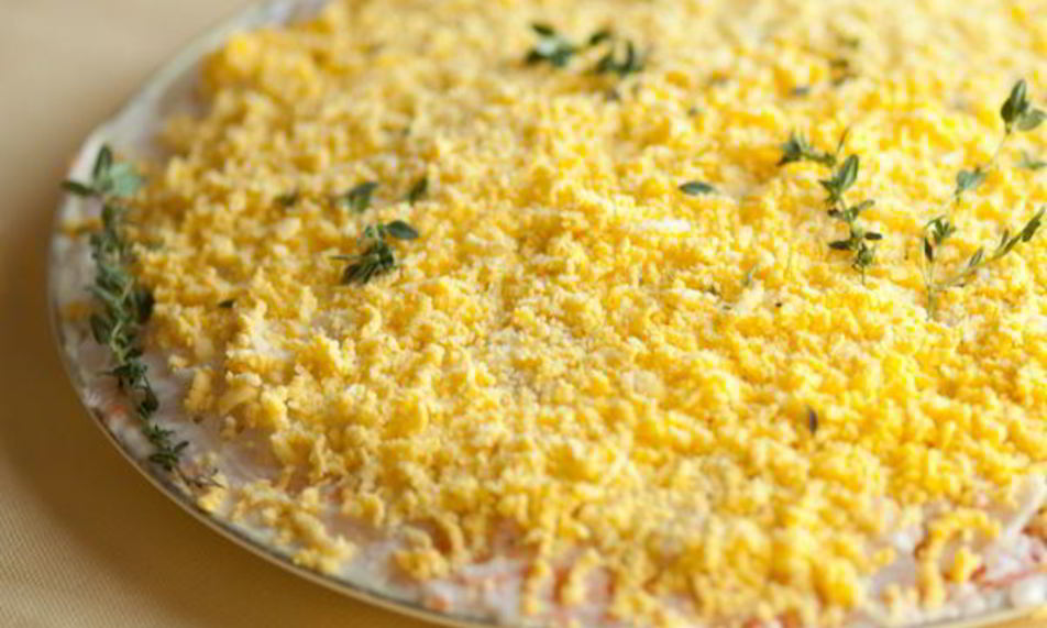 Рецепт мимозы с сыром