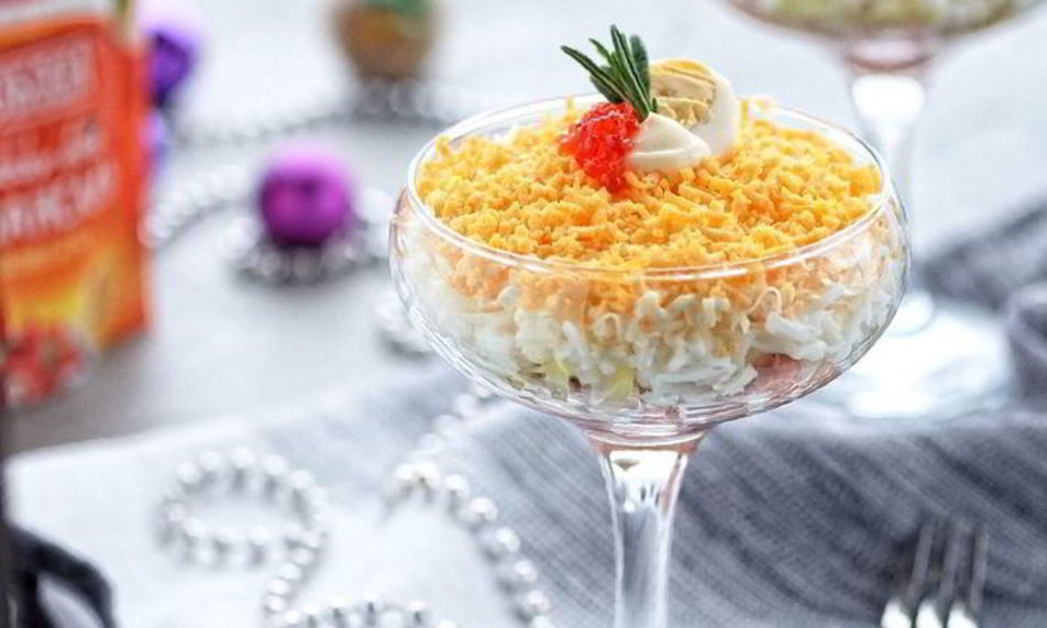 Рецепт мимозы в бокале