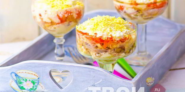 салат мимоза из консервов