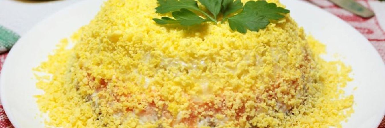 Салат мимоза с плавленным сыром