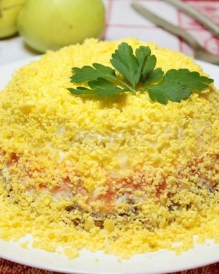 Салат мимоза с плавленным сыром