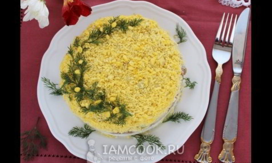 Рецепт салата мимоза с сыром и сливочным маслом