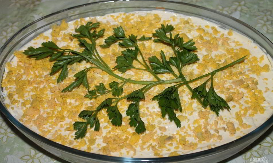 Рецепт салата мимоза с сыром и яблоком