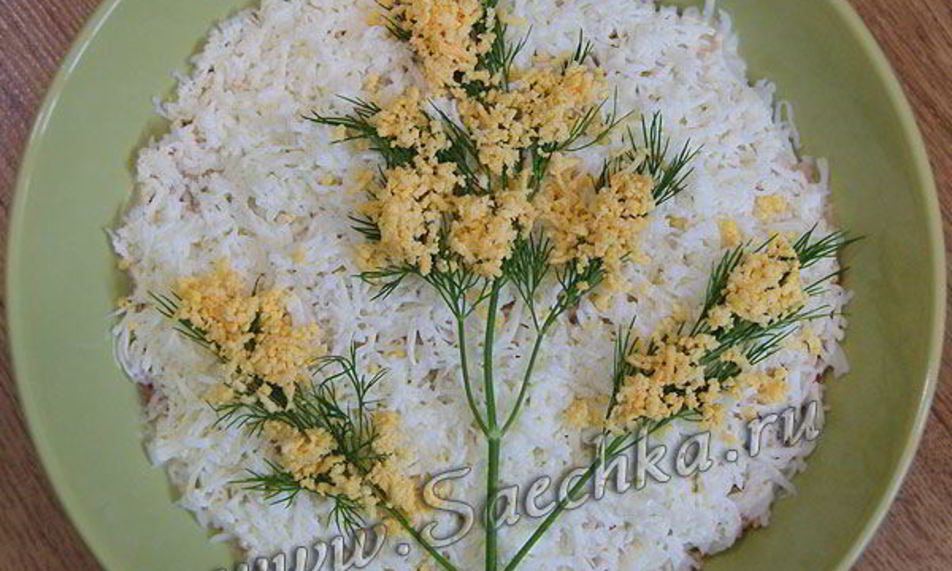 Рецепт салата мимоза с сыром