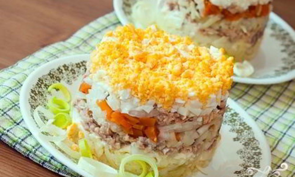 Рецепт салата мимоза с яблоком