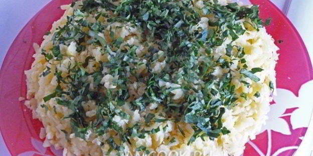 слоеный салат мимоза