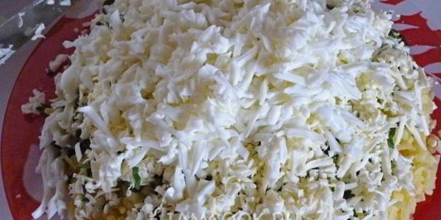 слоеный салат мимоза