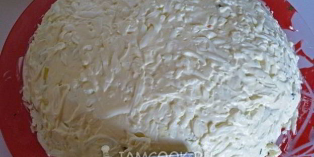 слоеный салат мимоза