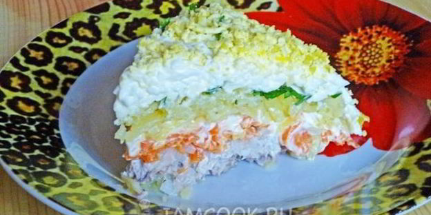 слоеный салат мимоза