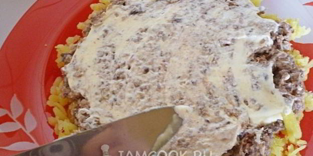 слоеный салат мимоза