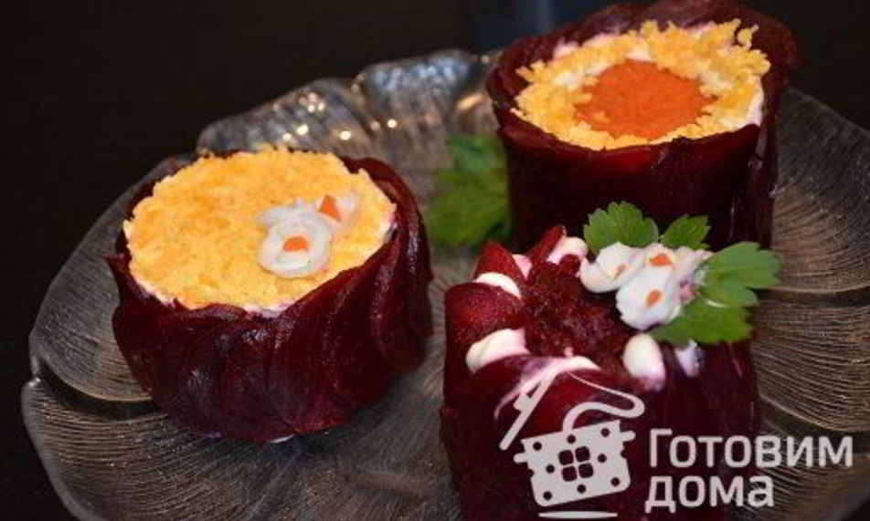 Рецепт порционной селедки под шубой