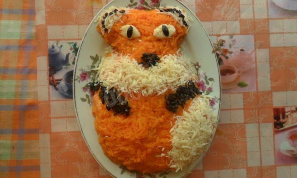 Рецепт салата лисичка с грибами под шубой