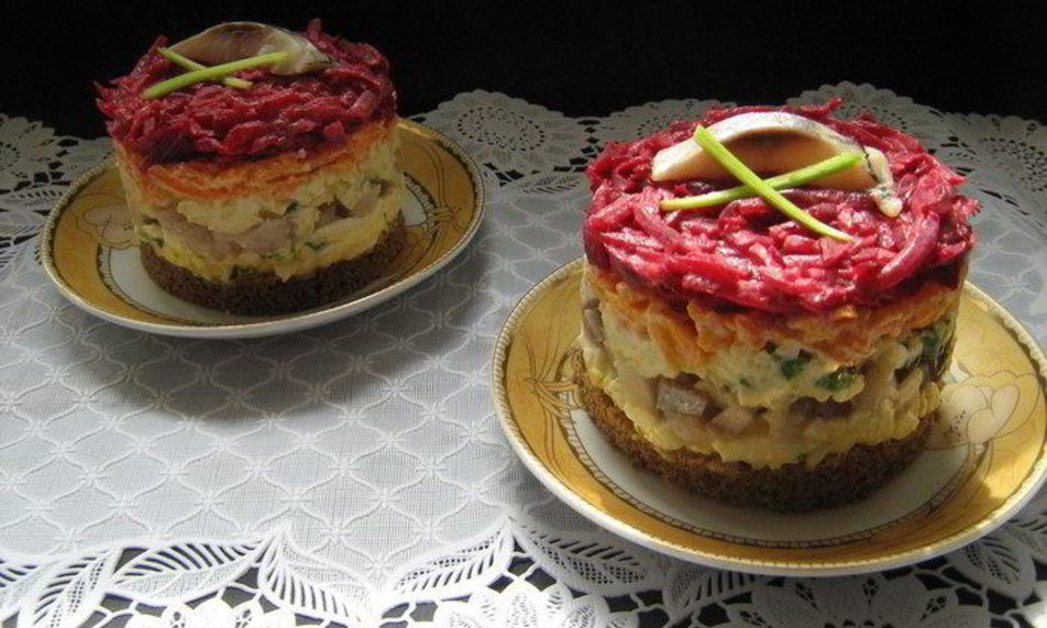 Рецепт селедочки под шубой на бородинском хлебушке