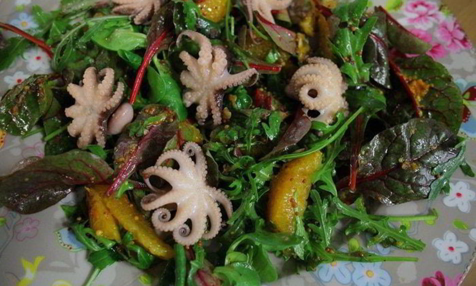 Рецепт салата с мини-осьминожками