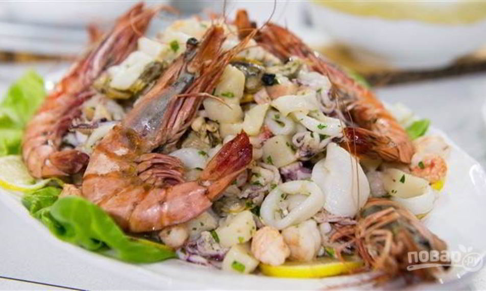 Рецепт салата с морепродуктами