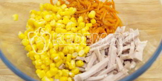 салат с мясом огонек